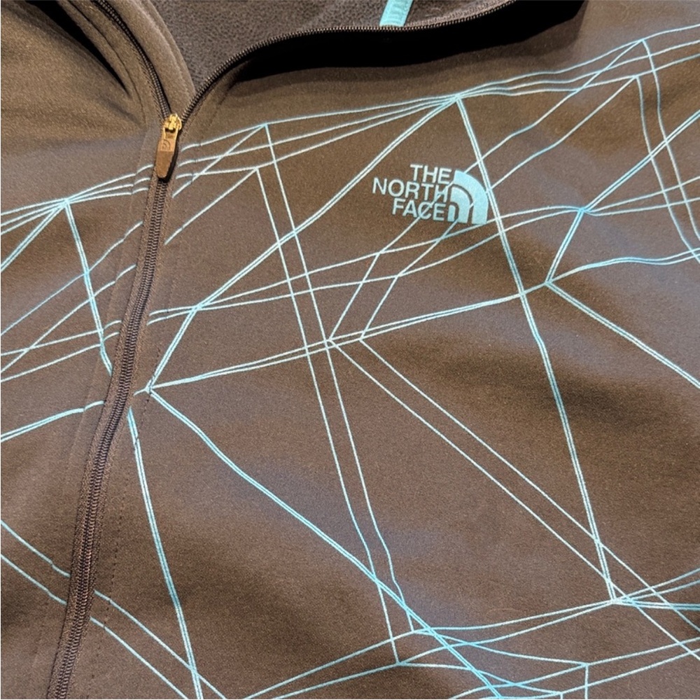 The North Face full zip fleece lined geometric pattern hoodie Blue Jacket S - Picture 3 of 7